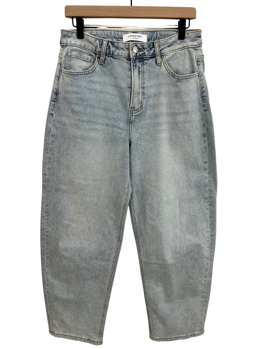 Lovervet by Vervet Barrel Jeans Womens Size 29 High Rise Wide Leg Light Wash